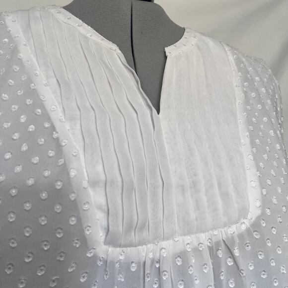 KRAZY KAT Popover Womens Blouse 2XL White 3D Polka Dot Ruffle Cottage Core Fairy - Picture 2 of 12